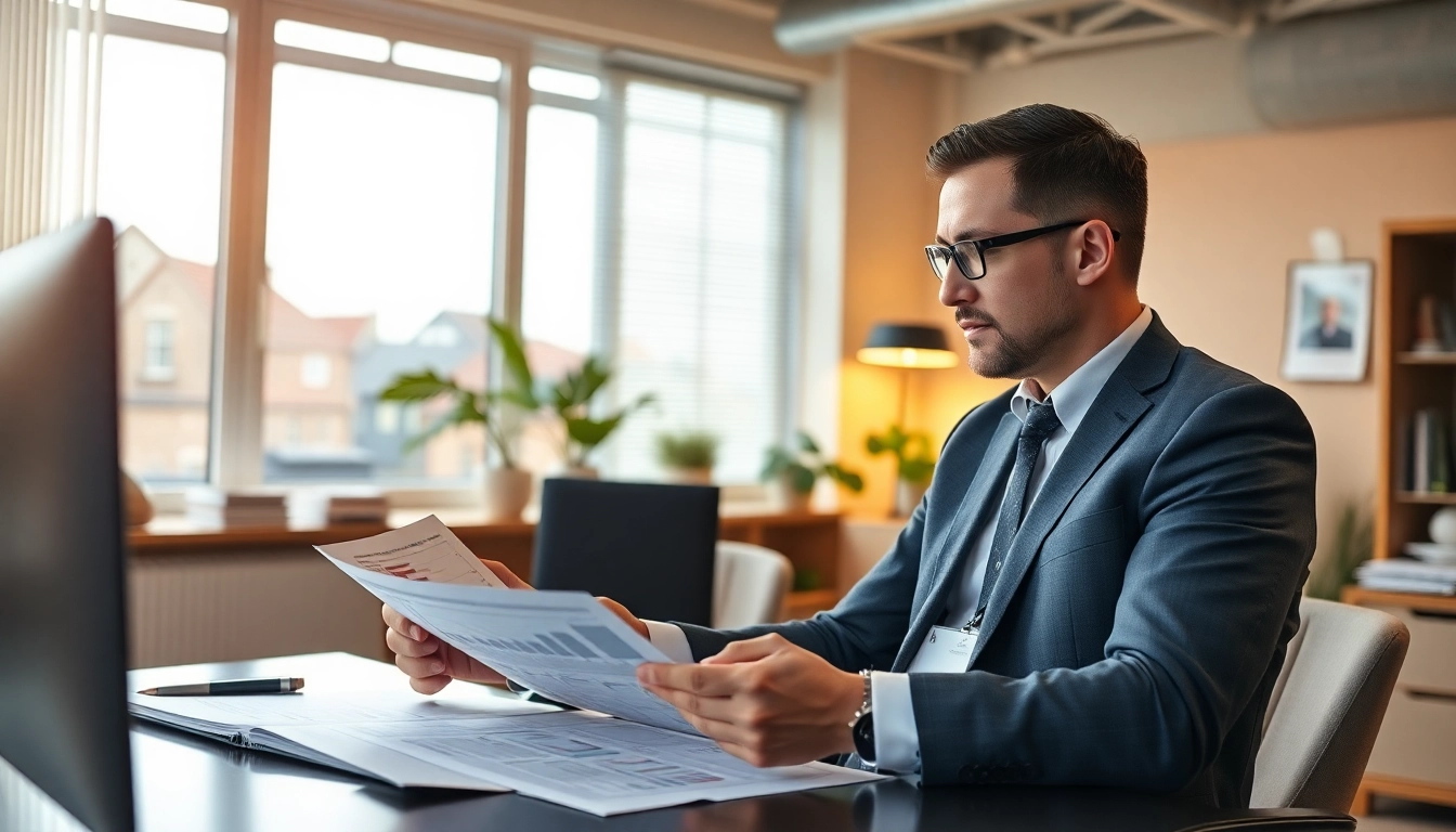 Landlord News UK UK landlord reviewing property portfolio with documents and charts in an office